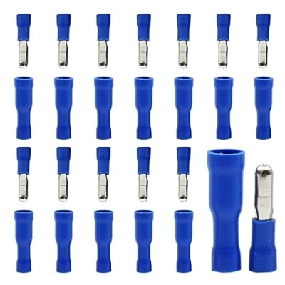 Image of Yosawo 100 pieces Insulated Male/Female Bullet Quick Splice Wire Connector Electrical Crimp Terminal 16 14AWG Blue (ZDL)