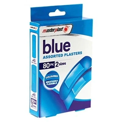 Image of Masterplast Blue Detectable Plasters Food Hygiene Compatible Pack of 80