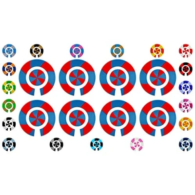 Image of Acclaim Lawn Bowls Identification Stickers Markers 2 Full Sets Of 4 Self Adhesive Graduated Spiral (Royal Blue/Red)