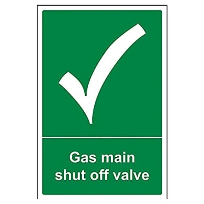 Image of V Safety Gas Shut Off Control Valve Sign 200mm x 300mm Self Adhesive Vinyl