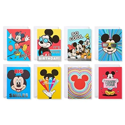 Image of American Greetings Deluxe Disney All Occasion Card Bundle with Envelopes, Mickey Mouse (32 Count)