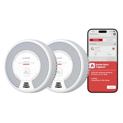 Image of X Sense Wi Fi Smoke and Carbon Monoxide Alarm with Replaceable Battery, Smart Combination Detector Compatible Home Security App, SC06 WX, 2 Pack