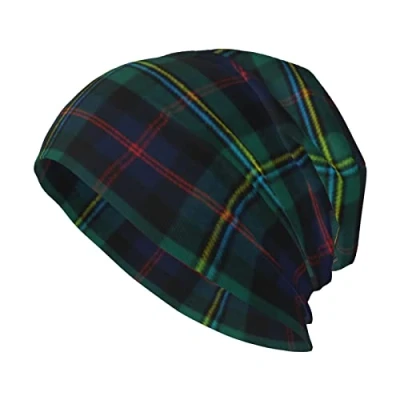 Image of Oudrspo Unisex Beanie Hat Clan Malcolm Tartan Plaid Warm Slouchy Knit Headwear Gift for Adult