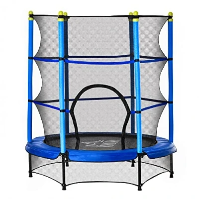 Image of HOMCOM 5.2FT Kids Trampoline with Safety Enclosure, Indoor Outdoor Toddler Trampoline, for Ages 3 10 Years, Blue