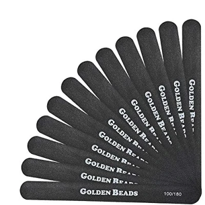 Image of 12 Pack Professional Nail Files Buffer Set Double Sided Emery Boards 100/180 Grit Manicure Tools for Acrylic Natural Thick Gel Nails Grooming