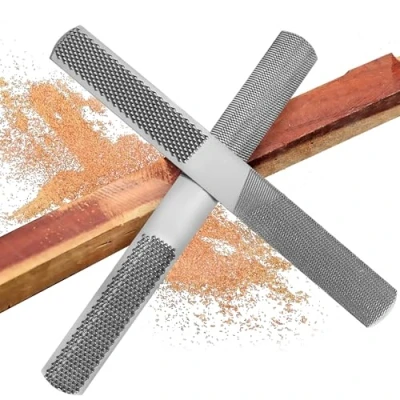 Image of ANDGOO 4 Way Wood Rasp File, Premium Grade High Carbon Hand File and Round Rasp, Half Flat &amp; Needle Files. Best Set for Sharping Metal Tools (2 Pack)