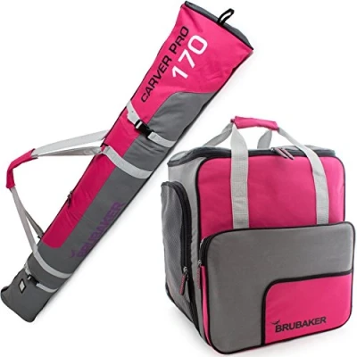 Image of BRUBAKER Combo &#039;Superfunction 2.0&#039; Ski Boot and Helmet Bag &#039;Carver Pro for 1 Pair of up to 170 cm Light Pink/Grey