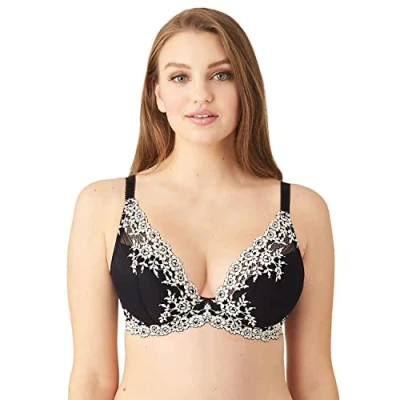 Image of Wacoal Women&#039;s Embrace Lace Plunge Convertible Contour Bra, Opaque, Black, 38B