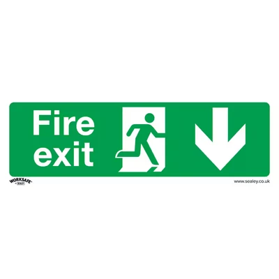 Image of Worksafe Safe Conditions Safety Sign Fire Exit (Down) Self Adhesive Vinyl