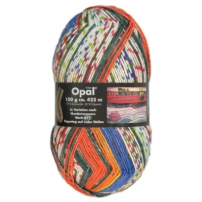 Image of Frida&#039;s Wollhaus Opal 100 g Hundertwasser Sock Wool 4 Ply Stockings Socks Knitting 24 Colours (1435 Rain Day on Love Waves)