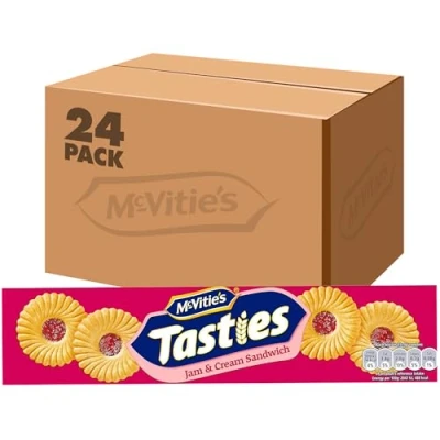 Image of McVitie&#039;s Tasties Jam and Cream Sandwich Biscuits, 150g (Pack of 24)