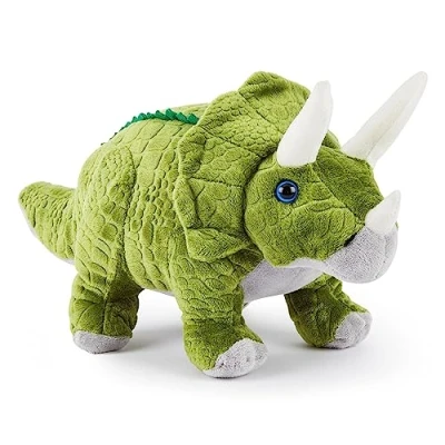 Image of Zappi Co Plush Children&#039;s Stuffed Soft Cuddly Toy Part of Safari Animals Collection, Perfect for Kids (30cm Depth)(Triceratops Dinosaur)