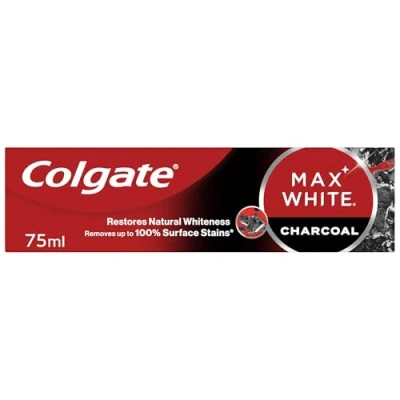 Image of Colgate Max White Charcoal Toothpaste 75ml, Teeth Whitening Toothpaste, Clinically Proven Formula, Removes Up to 100% of Surface Stains with Activated &amp; Mineral Microparticles