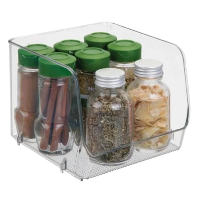 Image of InterDesign iDesign Recycled Plastic Stackable Open Front Storage Bin Linus Collection Clear