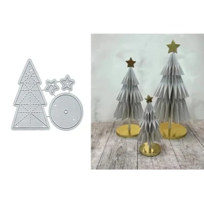 Image of 3D Christmas Tree Metal Die Cuts, Cutting Dies Cut Stencils Card Paper Craft DIY Template Album Embossing for Making Scrapbooking