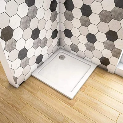 Image of Walkin Square 760x760mm Slimline Stone Resin Shower Tray Base for Wetroom Enclosure Cubicle with Free Waste