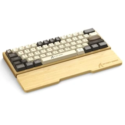 Image of Attack Shark 61 Keys Natural Bamboo Wrist Rest,Ergonomic Hand Rest Support for Improved Typing &amp; Gaming Comfort,Eco Friendly,Moisture Resistant,Wooden Feel,Non Slip,for TKL Mechanical Keyboard