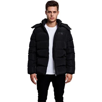 Image of Urban Classics Hooded Puffer Jacket Winter jacket, Men&#039;s, Size: 4XL, Black