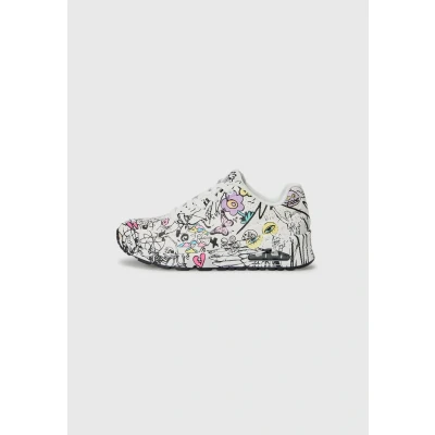 Image of Skechers Women&#039;s Uno Process Sketch Sneaker, White/Multi, 3 UK
