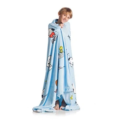 Image of Kanguru Plaid, fleece, soft, throws for sofas, blanket bed, ideas, snoopy gifts, kids bedroom accessories, Light Blue, Size 130 x 170 cm, Polyester, Single