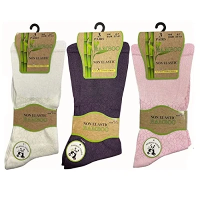 Image of OnlyBee 3 Pairs of Ladies Quality Bamboo Super Soft Non Binding Loose Elasticated Top Socks