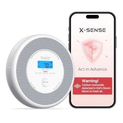 Image of X Sense Wi Fi Combination Smoke and Carbon Monoxide Alarm with English Voice Alerts, Smart for Home Replaceable Battery, XP0A iR, 1 Pack