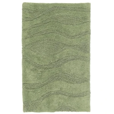 Image of RugVista Breeze bath mat, (32&quot; x 20&quot;) 80 50 cm Rectangular, Short pile, Non slip, Modern Machine washable up to 30C, 100% Cotton, Green