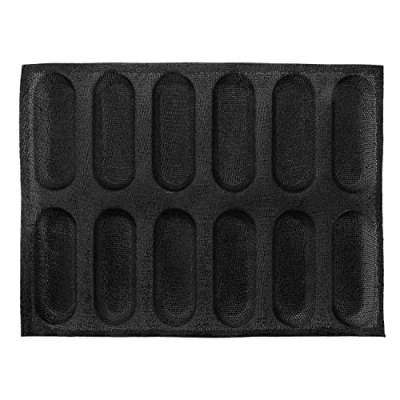 Image of KJKVIVH 12 Holes Silicone Pan Non Stick Perforated French Bread Forms,Hot Dog, Baking Liners Mat Mould