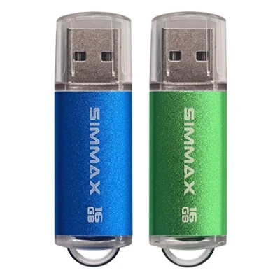 Image of Memory Stick 2 Pack 16GB USB 2.0 Flash Drives Thumb Drive Pen by SIMMAX (16GB Blue Green)