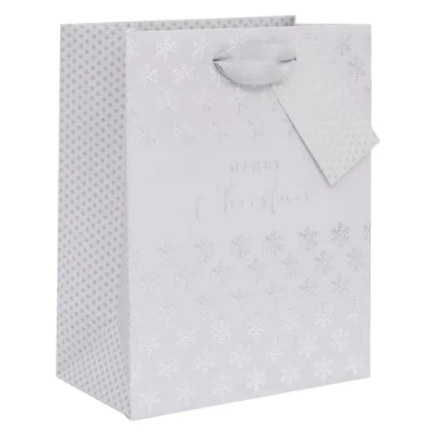 Image of Glick Luxury Gift Bag for Christmas, Xmas Presents, Medium Snowdrift, White (SMALL)