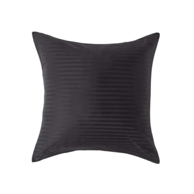 Image of HOMESCAPES Black Pure Egyptian Cotton Euro Size Pillowcase 60 x cm 330 TC 500 Thread Count Percale Equivalent Satin Stripe Pillow Case with Zip
