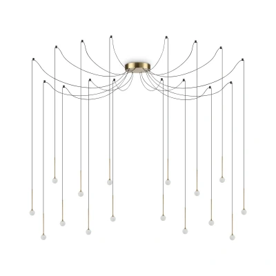 Image of LUCCIOLA 16 Light LED Cluster Pendant Ceiling Brass, 3000K, Non Dim