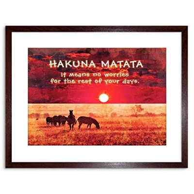 Image of Wee Blue Coo Hakuna Matata No Worries Africa Quote Motivation Framed Wall Art Print