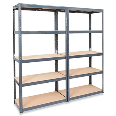 Image of Pack of 2 STORALEX® Garage Shelving Racking Units 45cm Deep Version UK’s Bestselling Storage Shelves 265kg Per Shelf (Evenly Distributed) 5 Tier Unit Metal &amp; MDF Boltless Assembly System