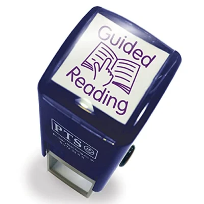 Image of Guided Reading Pre Inked School Teachers Positive Feedback Marking Record Stamper Stamp 25mm Brainwaves Primary Teaching Services (Purple)