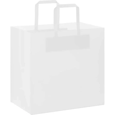 Image of vidaXL Paper Bags 50 pcs with Handles White 26x17x25 cm