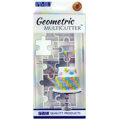 Image of PME GMC152 Geometric Multicutter for Cake Design Puzzle, Medium Size, 1 Inch, White