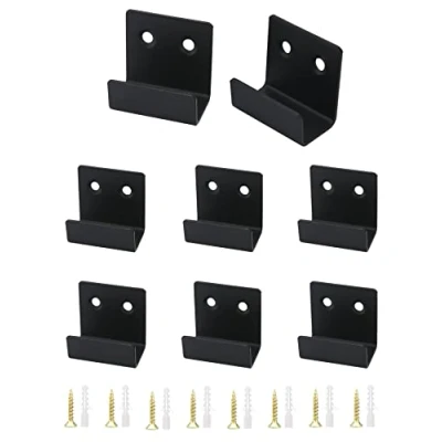 Image of QWORK 8pcs Stainless Steel Heavy Duty Ceramic Tile Display Wall Hooks, Black, 20mm Inner Width, Mount