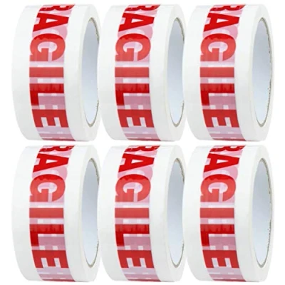 Image of Crimson Starfish Fragile Tape 6 x Low Noise Packing 48mm 66m Rolls Strong for Moving House, Parcels, Cardboard Boxes &amp; Cartons