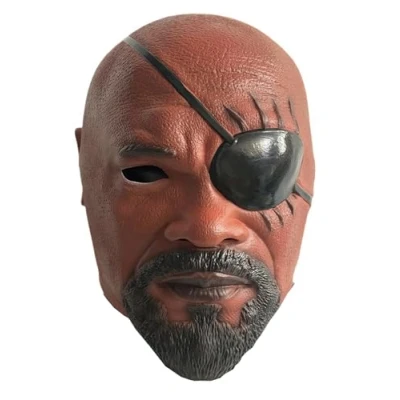 Image of eLymwoo Nickfury Latex Mask One eyed Helmet SHIELD Halloween Party Performance Prop Costume