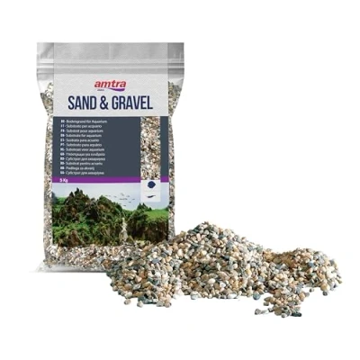 Image of AMTRA POLYCHROME Natural gravel for aquariums, decorative soil, sand and white gravel, grains 3 4 mm, 5 KG