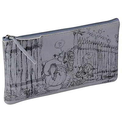 Image of Clairefontaine 813021C A Flat Multifunction Pencil Case Storage for Pencils/Pens/Felt Pens/Brushes &#039;&#039;Astérix Penciled&#039;&#039; Pattern &#039;&#039;Return from the Hunt&#039;&#039; Visual Gray 11 x 22 cm