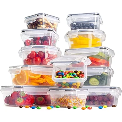 Image of nuovva Airtight Food Storage Containers Set Plastic with Lids Leak Proof Pantry &amp; Kitchen Meal Prep Sets 24pcs (12 + 12 Lids)