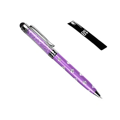 Image of QUALITY 2 in 1 Capacitive Touchscreen Stylus and Ballpoint Pen with Crystals. FREE REFILL UK SELLER (PURPLE)