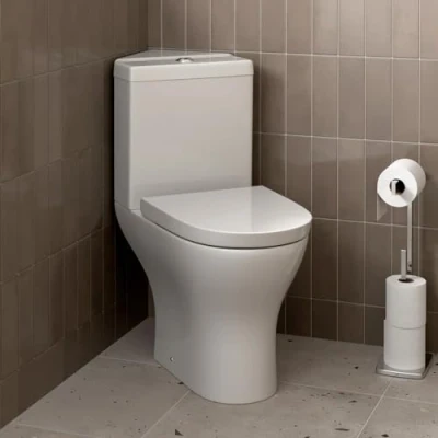 Image of Modern Bathroom Corner Toilet Close Coupled WC Soft Seat Space Saving Cloakroom
