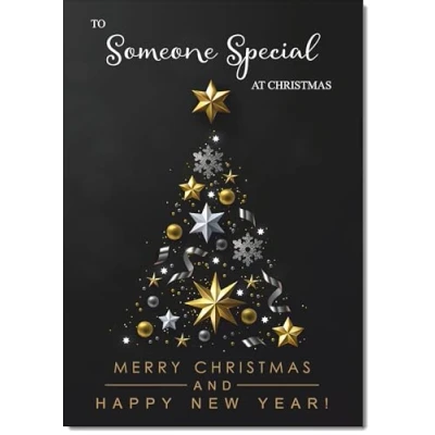 Image of doodlecards Someone Special Christmas Card Black Abstract Tree Medium Size for with Plain Envelope