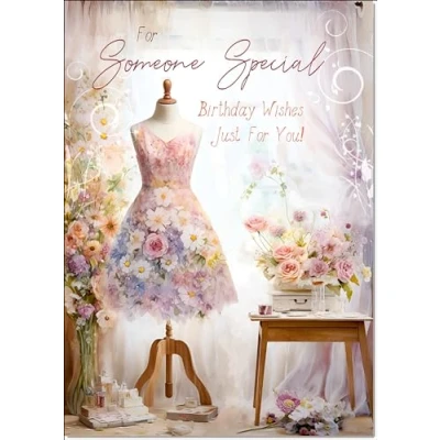 Image of doodlecards Someone Special Birthday Card Dress making Medium Size with Plain Envelope