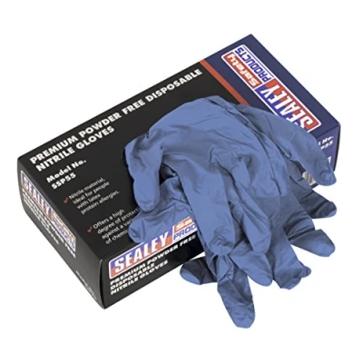 Image of Sealey SSP55L Premium Powder Free Disposable Nitrile Gloves Large Pack of 100
