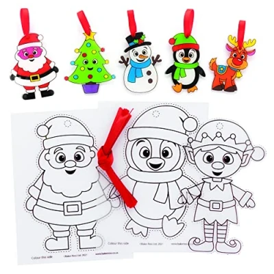 Image of Baker Ross FE991 Christmas Super Shrink Decorations Pack of 10, Make Your Own Decorations, Creative Activities for Kids, Ideal Arts and Crafts Project Children,transparent