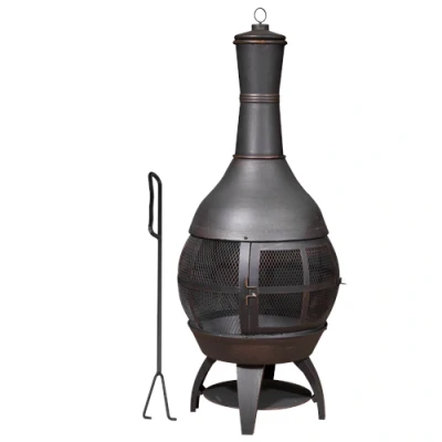 Image of Dellonda Deluxe 360 Chiminea/Fire Pit/Outdoor Heater Antique Bronze Finish